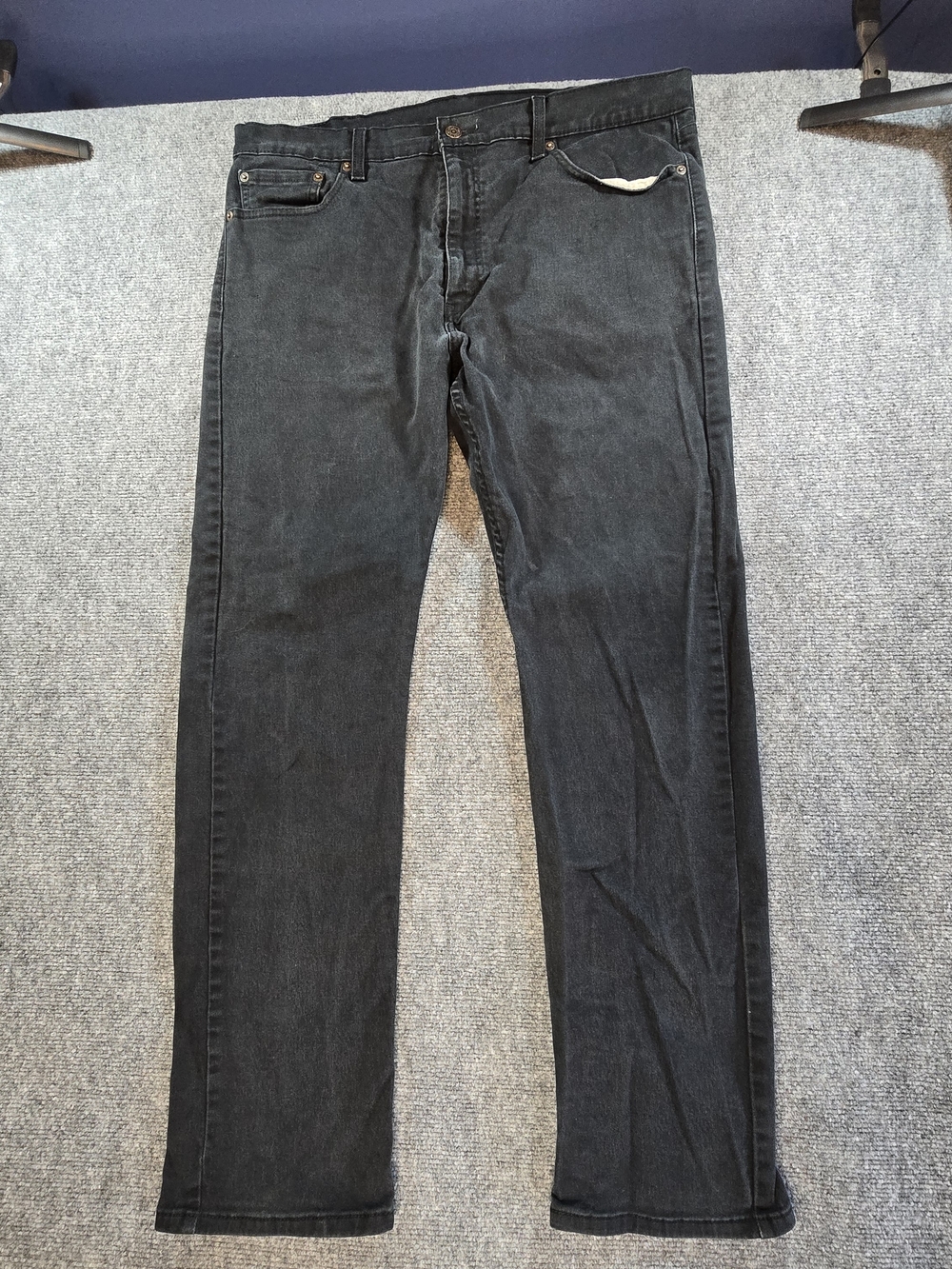 Levi’s 513 Black Straight Leg Jeans Mens 38x31 Slim Fit Dark Wash Denim